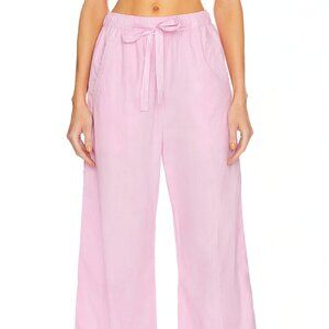 NWT MONROW Pink Lavender poplin pants Sz L Drawstring waist